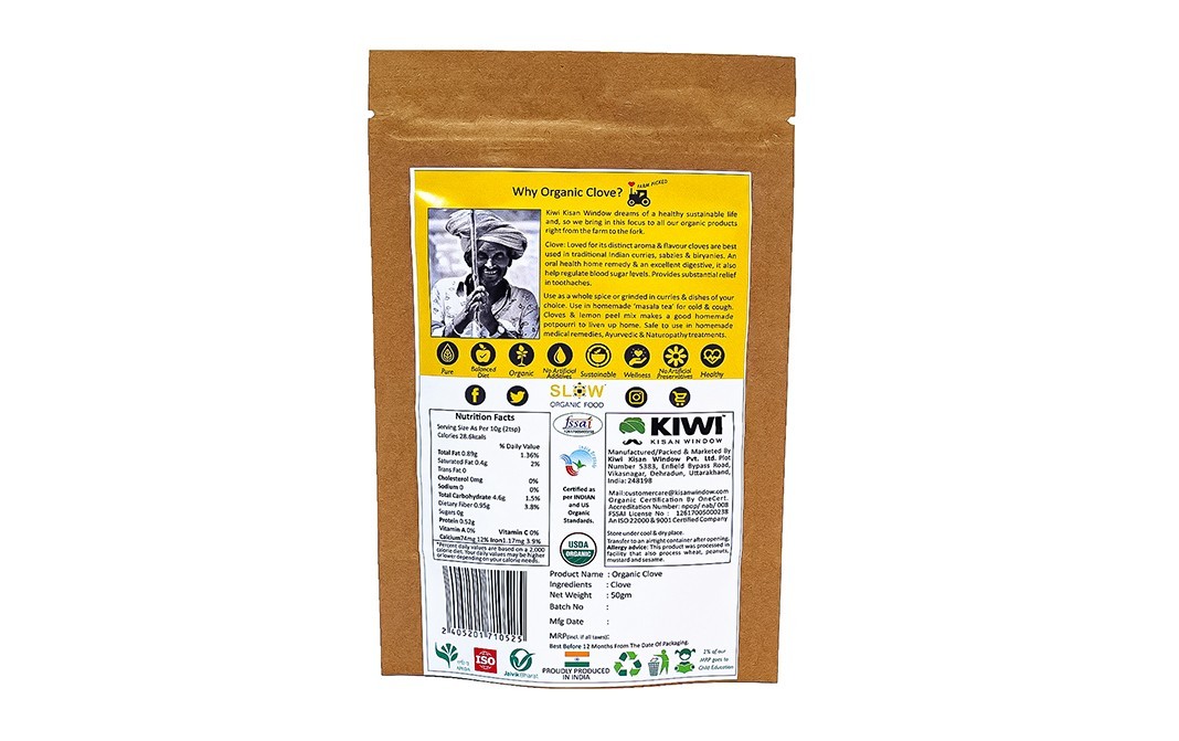Kiwi Kisan Window Organic Clove    Pack  50 grams